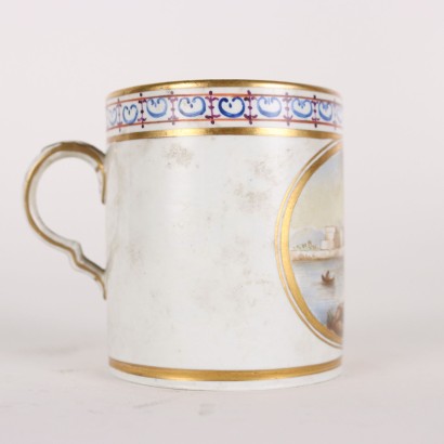 antiquités, tasse, antiquités de tasse, tasse ancienne, tasse italienne ancienne, tasse antique, tasse néoclassique, tasse du XIXe siècle,Tasse avec soucoupe Ferdinand IV Naples,Tasse avec soucoupe en porcelaine Me