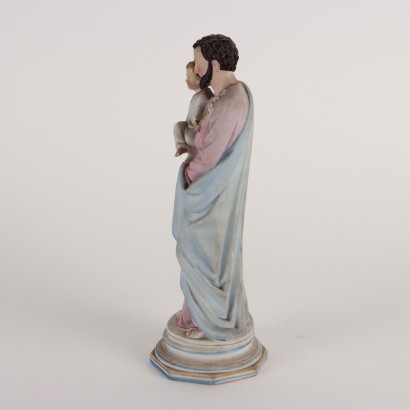 Ancient Sculpture St. Joseph in Case Italy \'900 Colored Porcelain