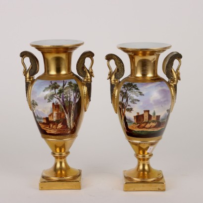 Vases Anciens Porcelaine Europe Napoléon III Décorations Or