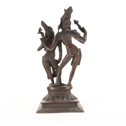 Krishna mit einer Gopi-Bronzeskulptur