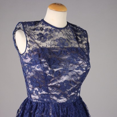 Robe Vintage en Dentelle Bleue