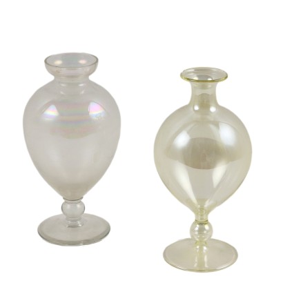 Paire de Vases à Fleurs en Verre de Murano Italie XIXe Siècle