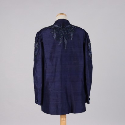 veste shantung en soie bleue vintage