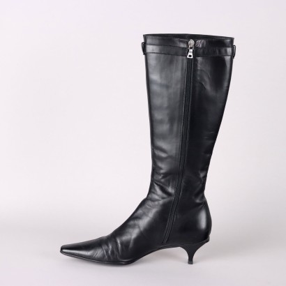 Schwarze Prada-Stiefel mit Riemen