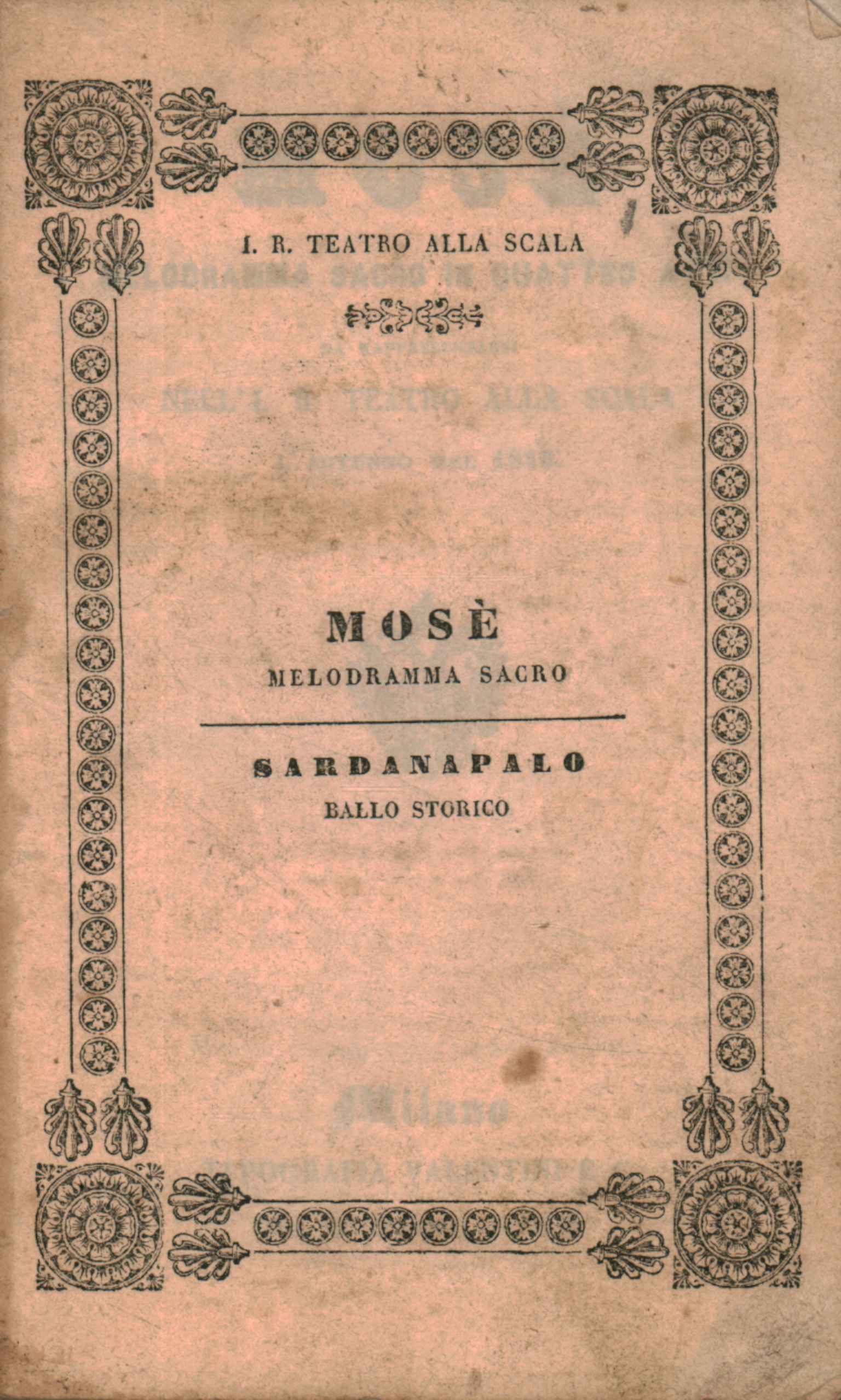 Mosé Melodramma sacro in quattro at