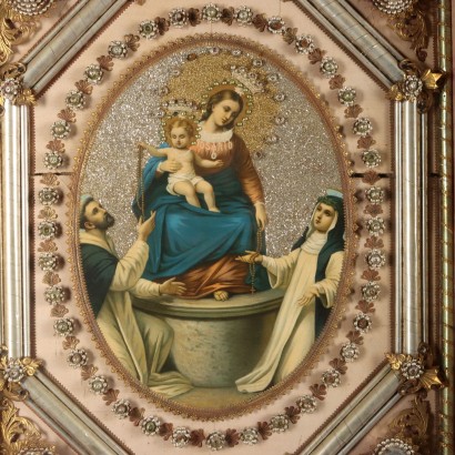 Chromolithographie Madonna vom Rosenkranz