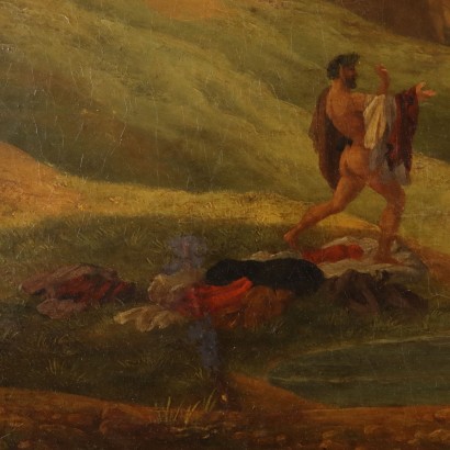 Painting with scene of nymphs and satyrs, nymphs and satyrs bathing