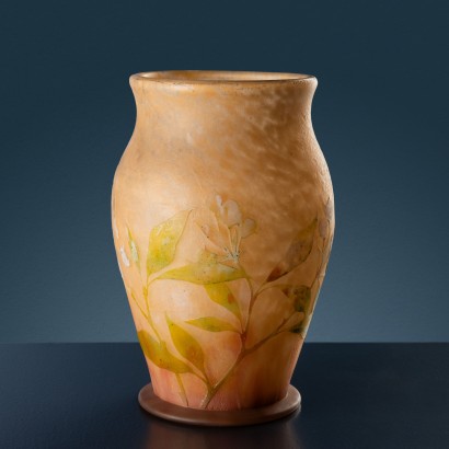 vaso daum,Vaso con Decoro Floreale Daum