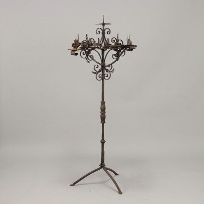 Antique Neo-Renaissance Candle Holder Wrought Iron XIX Century