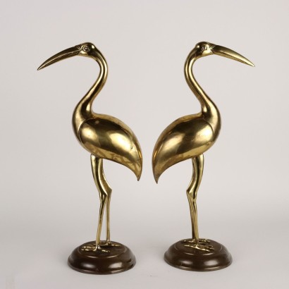 Pair of Flamingos in Gilt Bronze