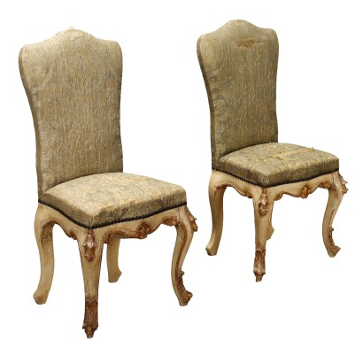 Paire de Chaises Anciennes Style Baroque Bois Italie XIXe Siècle