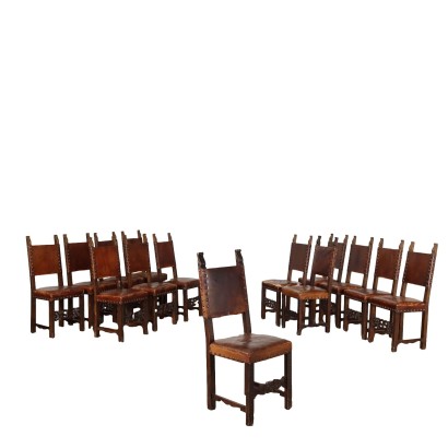 Groupe de Chaises Anciennes Néo-Renaissance Hêtre Italie XXe Siècle