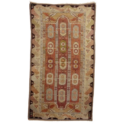 Tapis Melas Ancien Coton Laine Noeud Fin Turquie 231 x 130 cm