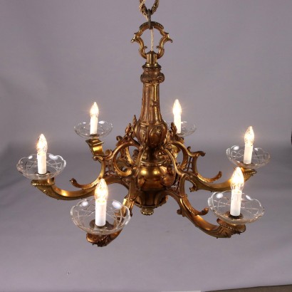 Lampadario in Stile in Bronzo Dorato