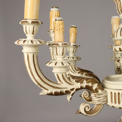 Chandelier in Lacquered and Gilded Wood