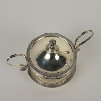 Sugar bowl in silver and Milan crystal