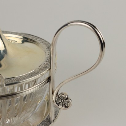 Sugar bowl in silver and Milan crystal