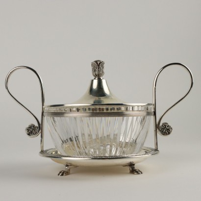 Sugar bowl in silver and Milan crystal