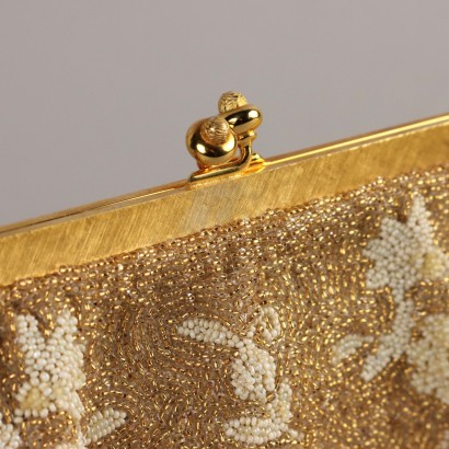 Vintage Gold Abendtasche mit Stickerei