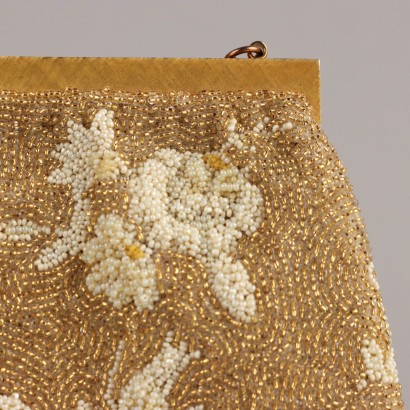 Sac de soirée doré vintage avec broderie