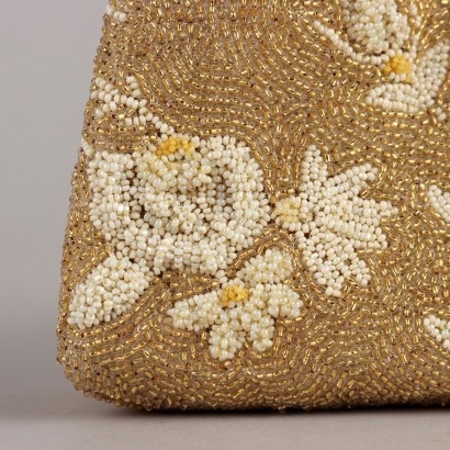 Vintage Gold Evening Bag with Embroidery