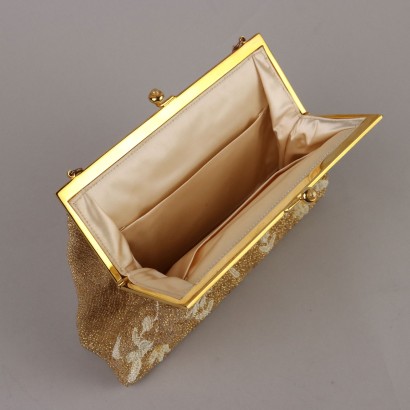 Vintage Gold Abendtasche mit Stickerei