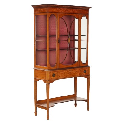 Antique Showcase George IV Maple Mahogany England '900