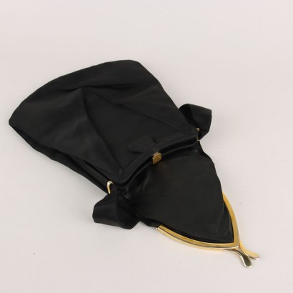 Vintage schwarze Satin-Handtasche