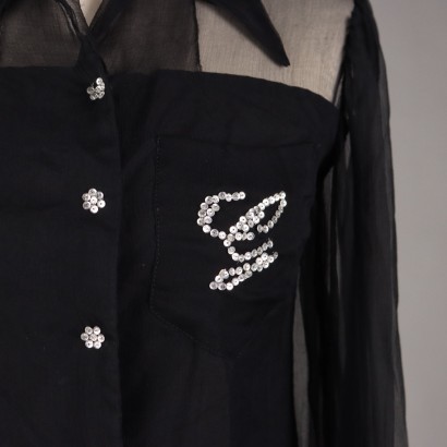 Vintage Black Voile Blouse