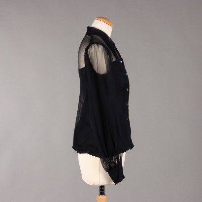 Blusa de gasa negra vintage