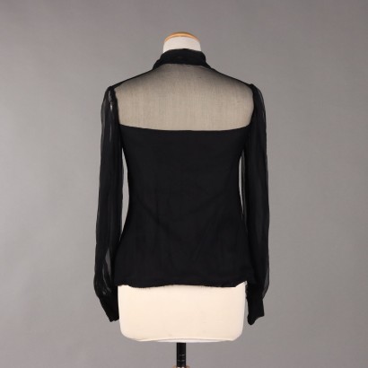 Vintage Black Voile Blouse