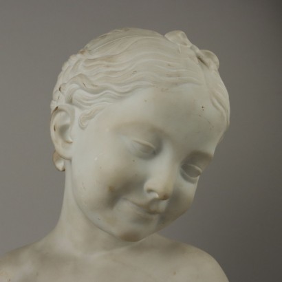 Bust of a Girl in White Marble