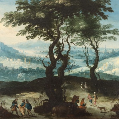 Peinture Paysage flamand avec personnages, Paysage avec personnages