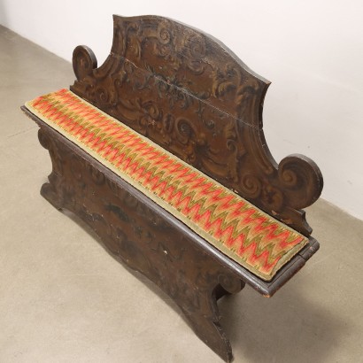 Baroque bench in lacquered and painted wood