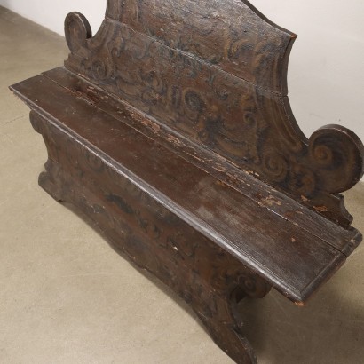 Baroque bench in lacquered and painted wood