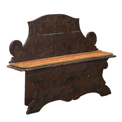 Banquette baroque en bois laqué et peint