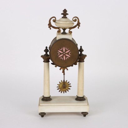 Triptych Clock in Bronze and Bi Marble