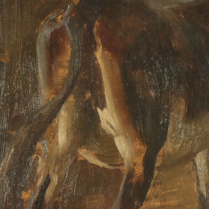 Painting by Carlo Vittori,Interior of stable with donkey,Carlo Vittori,Carlo Vittori,Carlo Vittori,Carlo Vittori