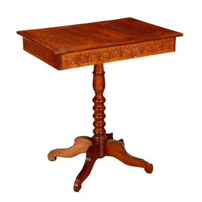 Table Basse Ancienne Charles X Merisier Italie XIXe Siècle