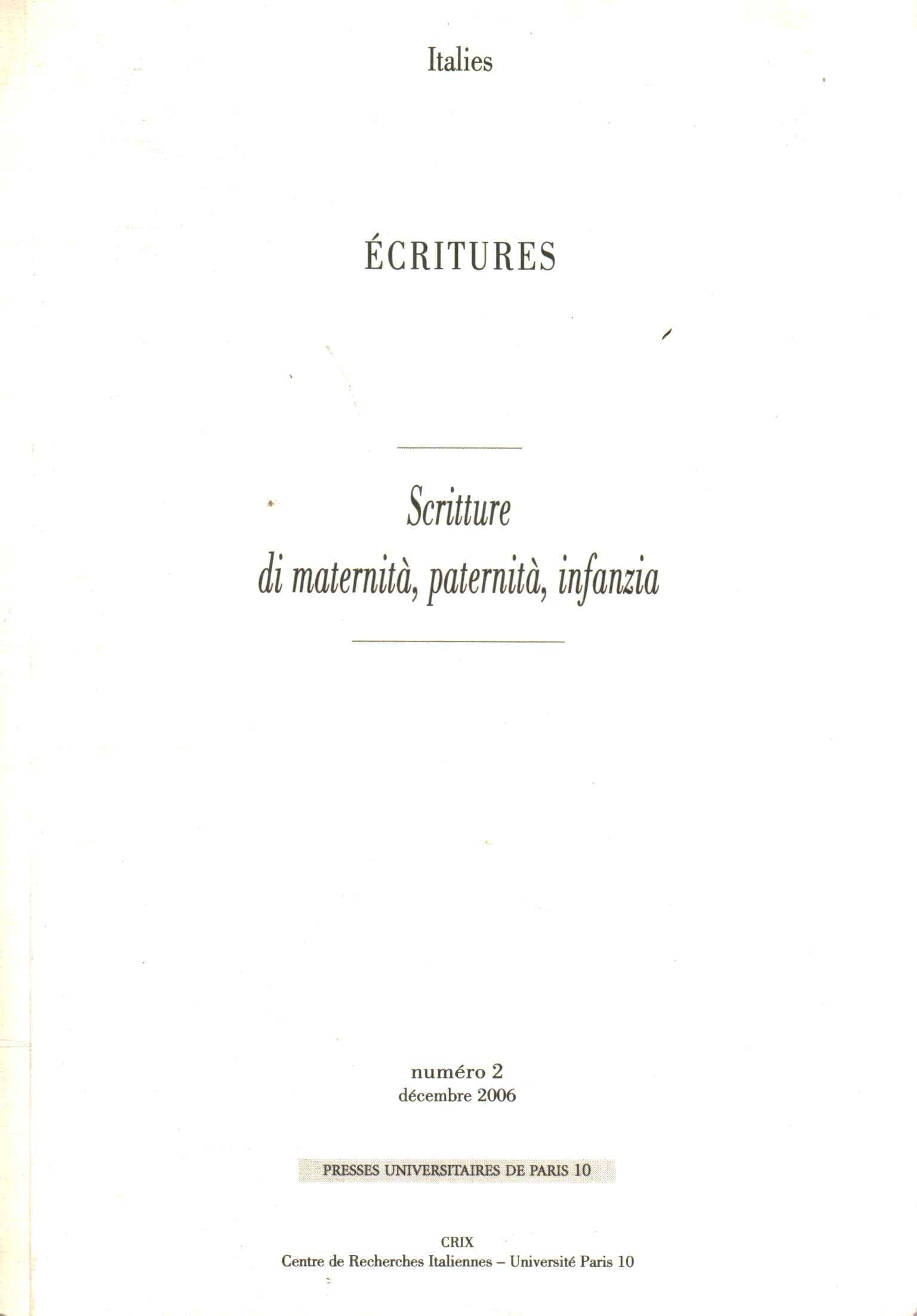 Italia. Ecrituras. Escritos de maternidad%