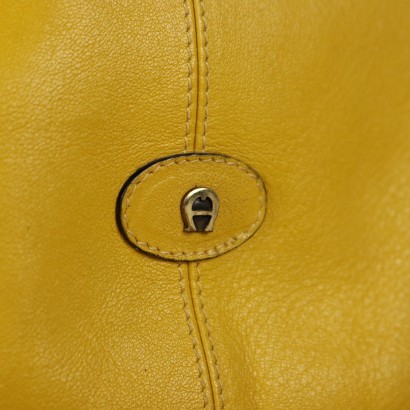 Sac en cuir jaune vintage Aigner