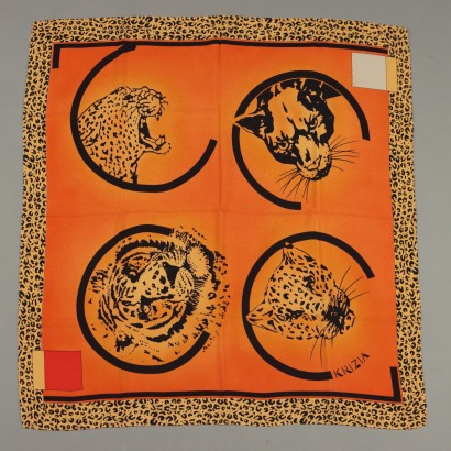 Krizia Scarf Vintage Silk with Felines Italy