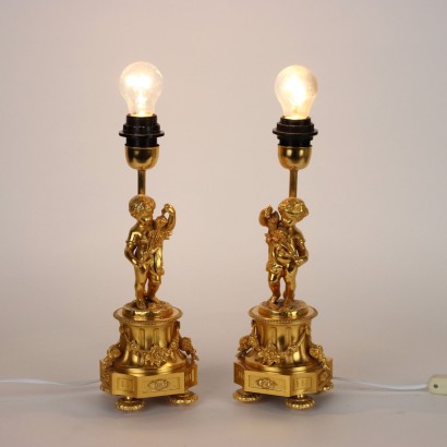 Coppia di Lampade in Bronzo F.B.A.I.