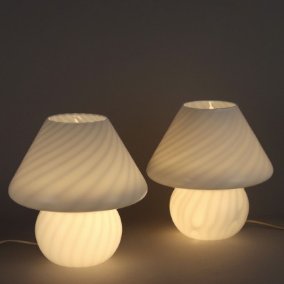 Vintage 1970s-80s Table Lamps Glass Italy