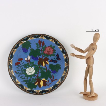 Copper Plate Decorated with Clois Enamels