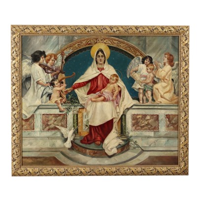 Modern Painting with Religious Subject Oil on Canvas XIX Century