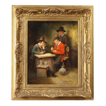 Painting by Wilhelm Lehmann-Leonhard,Card players in the tavern,Wilhelm Lehmann-Leonhard,Wilhelm Lehmann-Leonhard,Wilhelm Lehmann-Leonhard,Wilhelm Lehmann-Leonhard