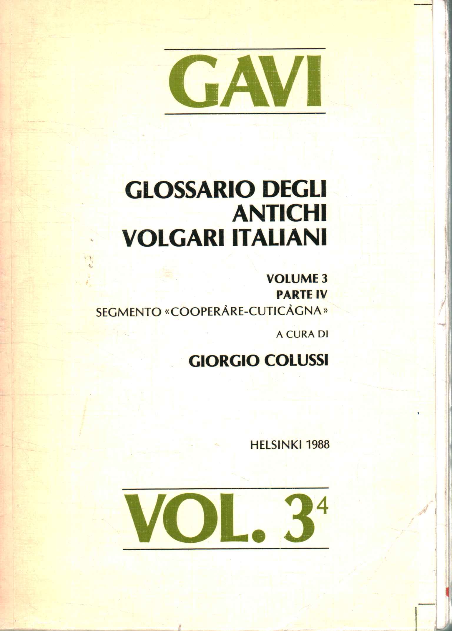 GAVI : Glossaire des langues vernaculaires italiennes anciennes