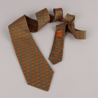 Corbata Hermès Vintage 369 EA de Seda Colorada Francia