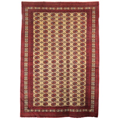 Antique Bukhara Carpet Cotton Thin Knot Pakistan 137 x 96 In